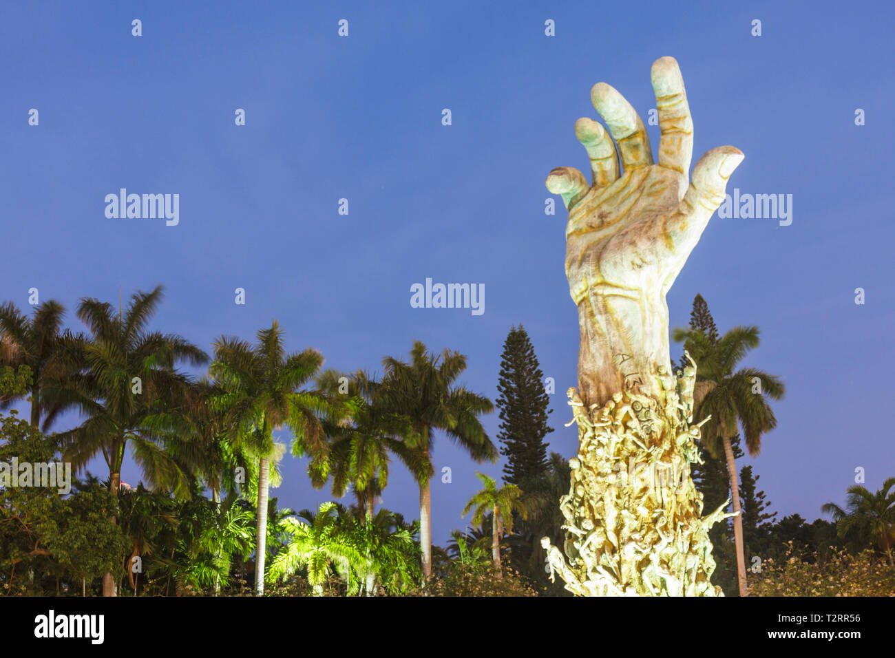 Miami Beach Florida,Holocaust Memorial,bronze,Sculpture of Love & Anguish,arm,hand,hands,Kenneth Treister,meditation garden,Jews,Jewish,genocide,FL090 Stock Photo