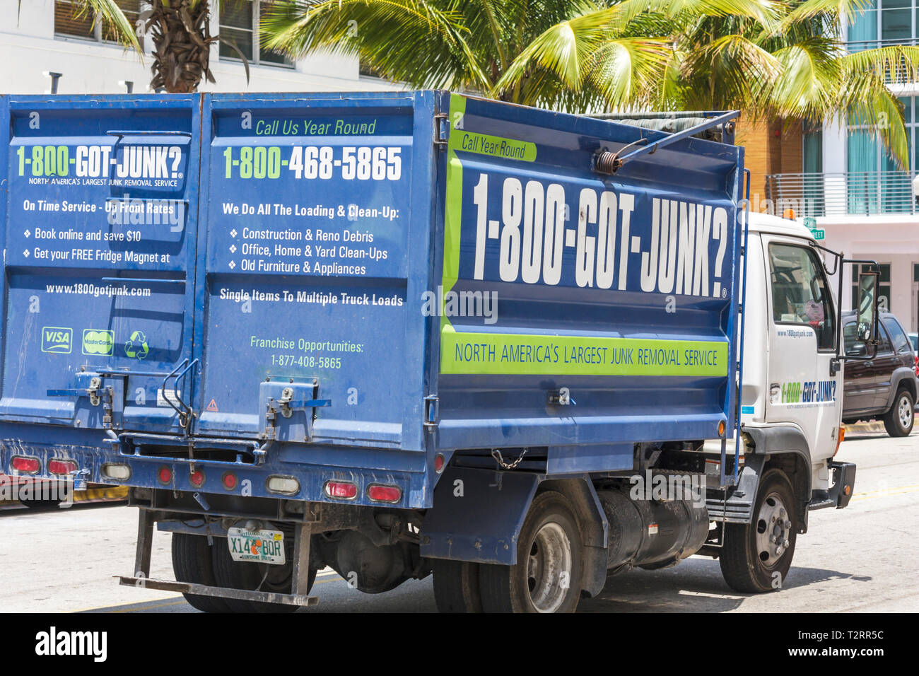 Miami Beach Florida,garbage,trash,debris,truck,clean up,hauling,removal,junk,vehicle,FL090412033 Stock Photo