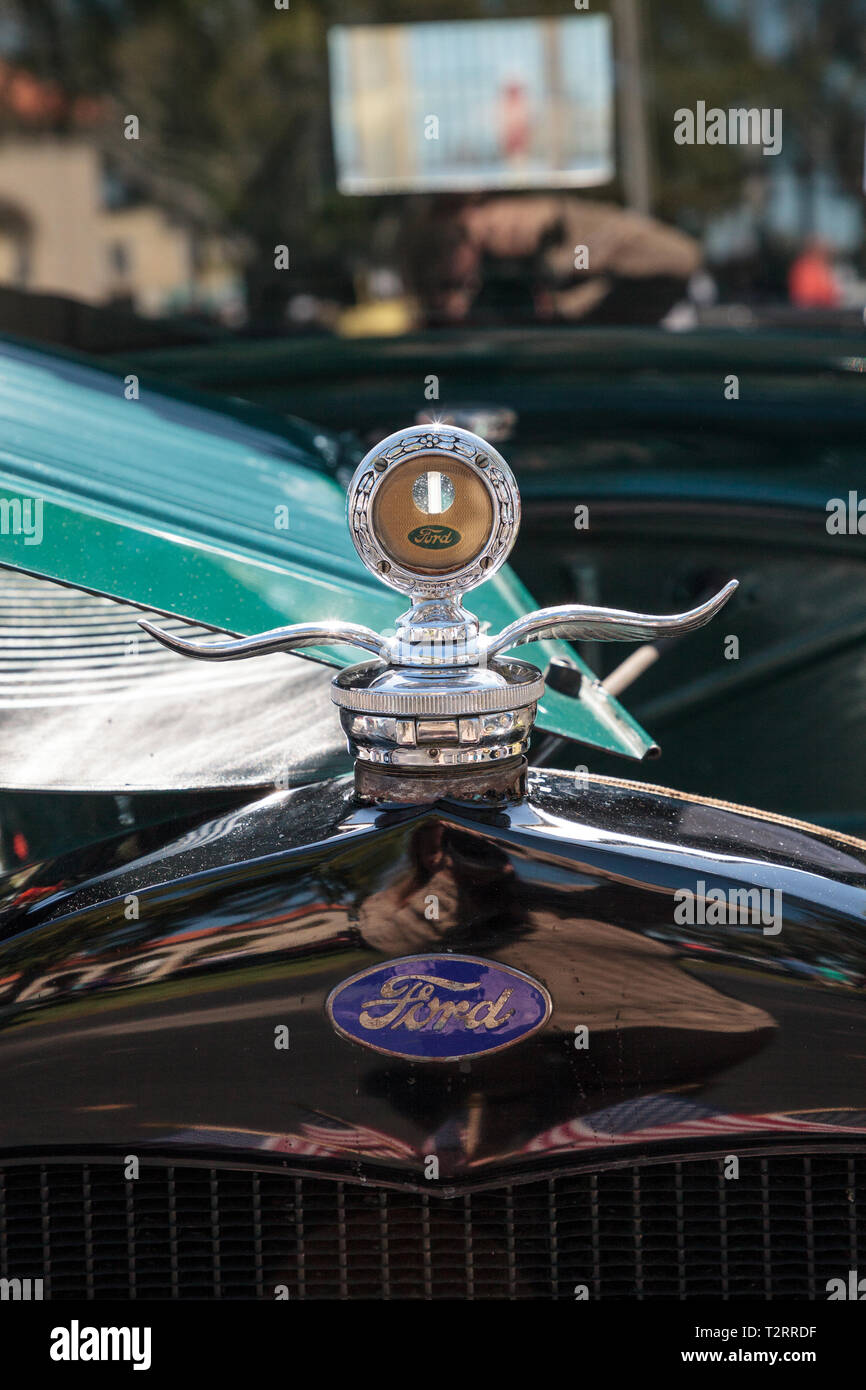 Naples, Florida, USA – March 23,2019: Black 1929 Ford Pickup at the 32nd Annual Naples Depot Classic Car Show in Naples, Florida. Editorial only. Stock Photo