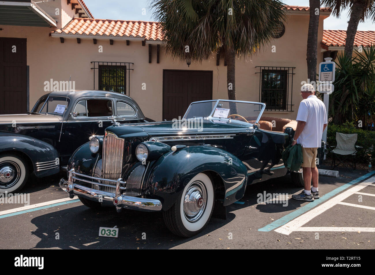 Naples, Florida, USA – March 23,2019: Black 1940 Packard at the 32nd