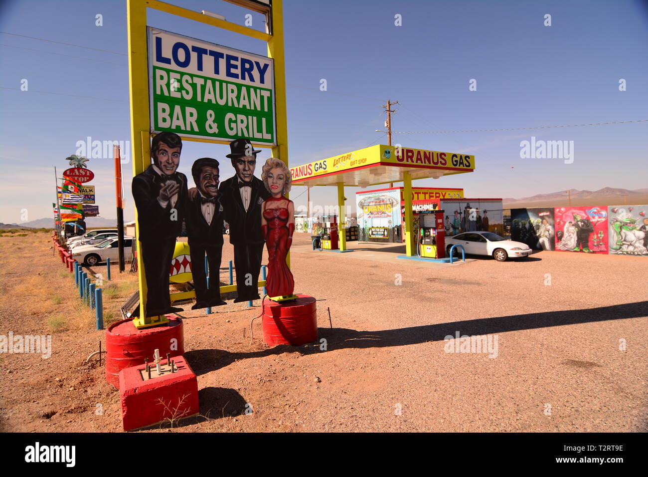 Gas station and road attraction on the road between Kingman, Arizona