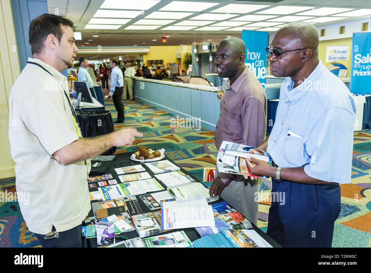 Miami Beach Florida,Miami Dade,Miami Beach Convention Center,centre,Community Action to Restore Economic Stability,Black,Hispanic ethnic man men male, Stock Photo