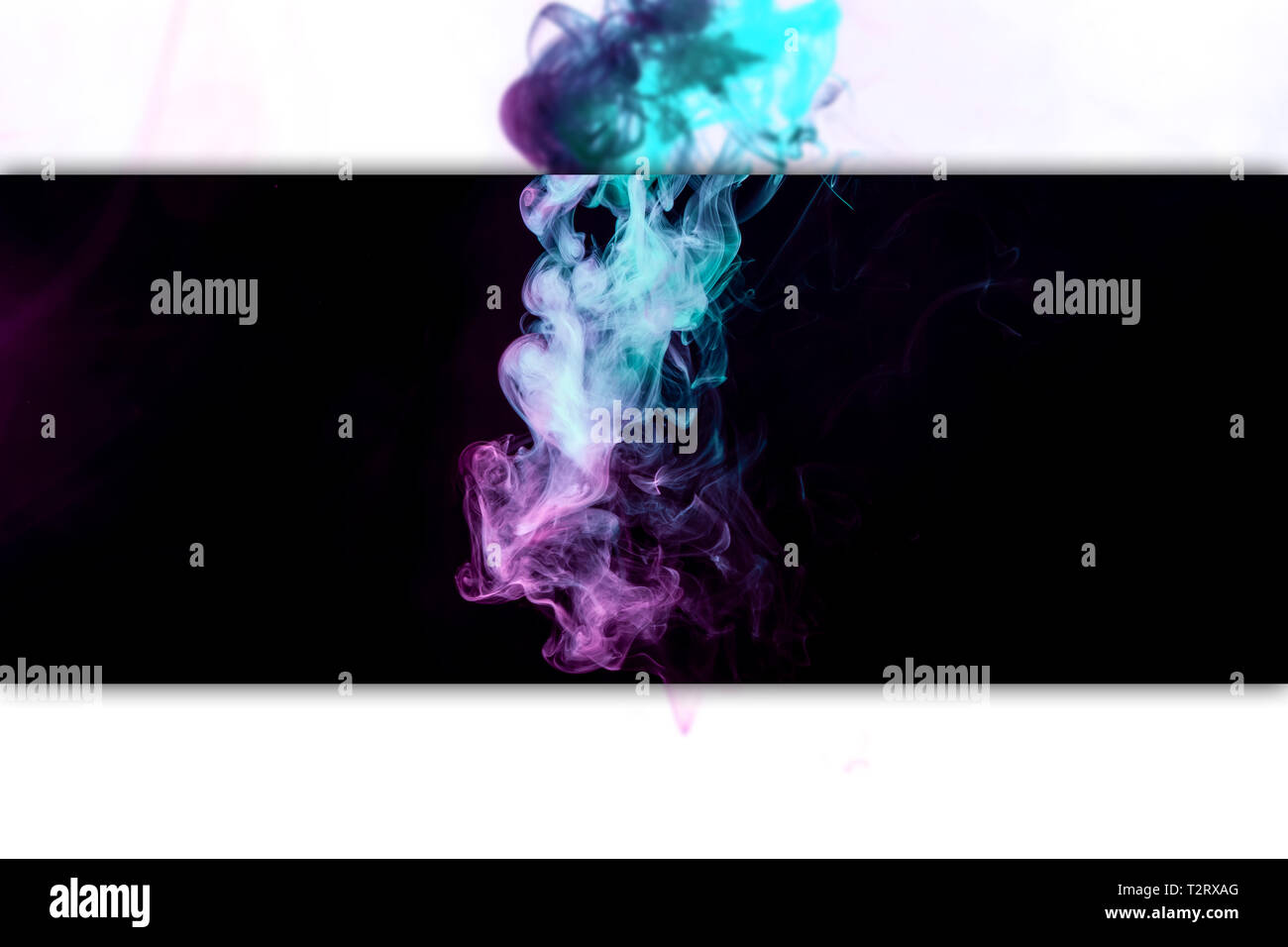 Blue and pink bomb smoke on black and white isolated background Stock ...