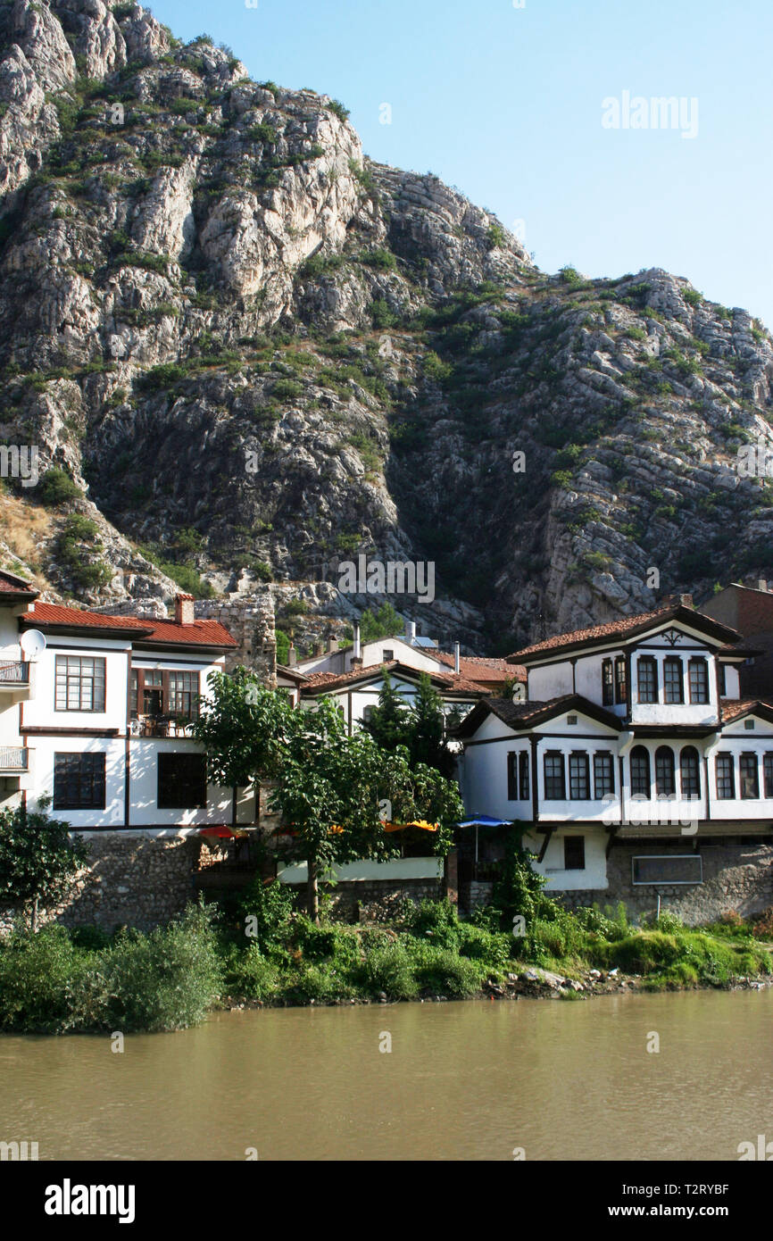 Traditional Ottoman houses in Amasya Stock Photo