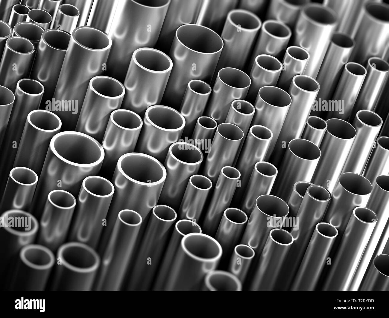 Large group of steel tubes. 3D illustration Stock Photo Alamy