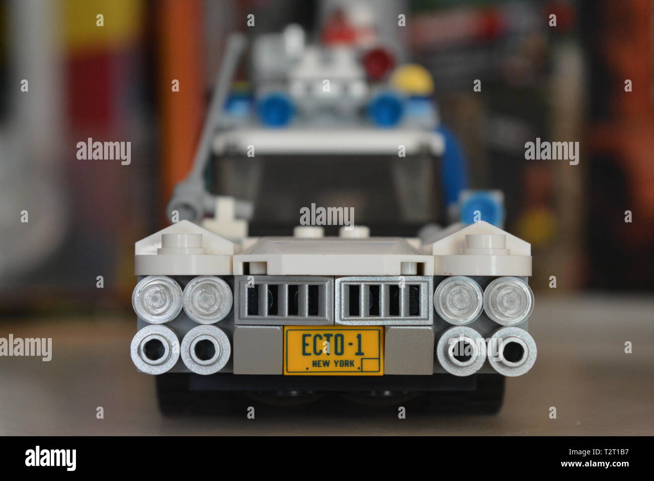 Photo of the LEGO ECTO-1 car from the front Stock Photo
