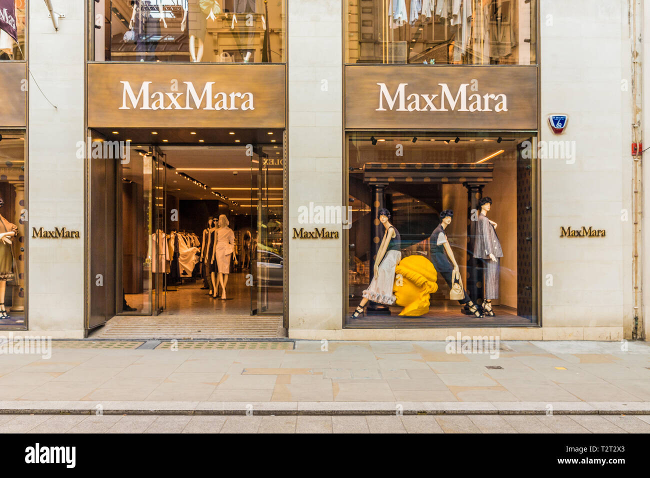 April 2019. London. A view of the MaxMara store on Bond street in london Stock Photo