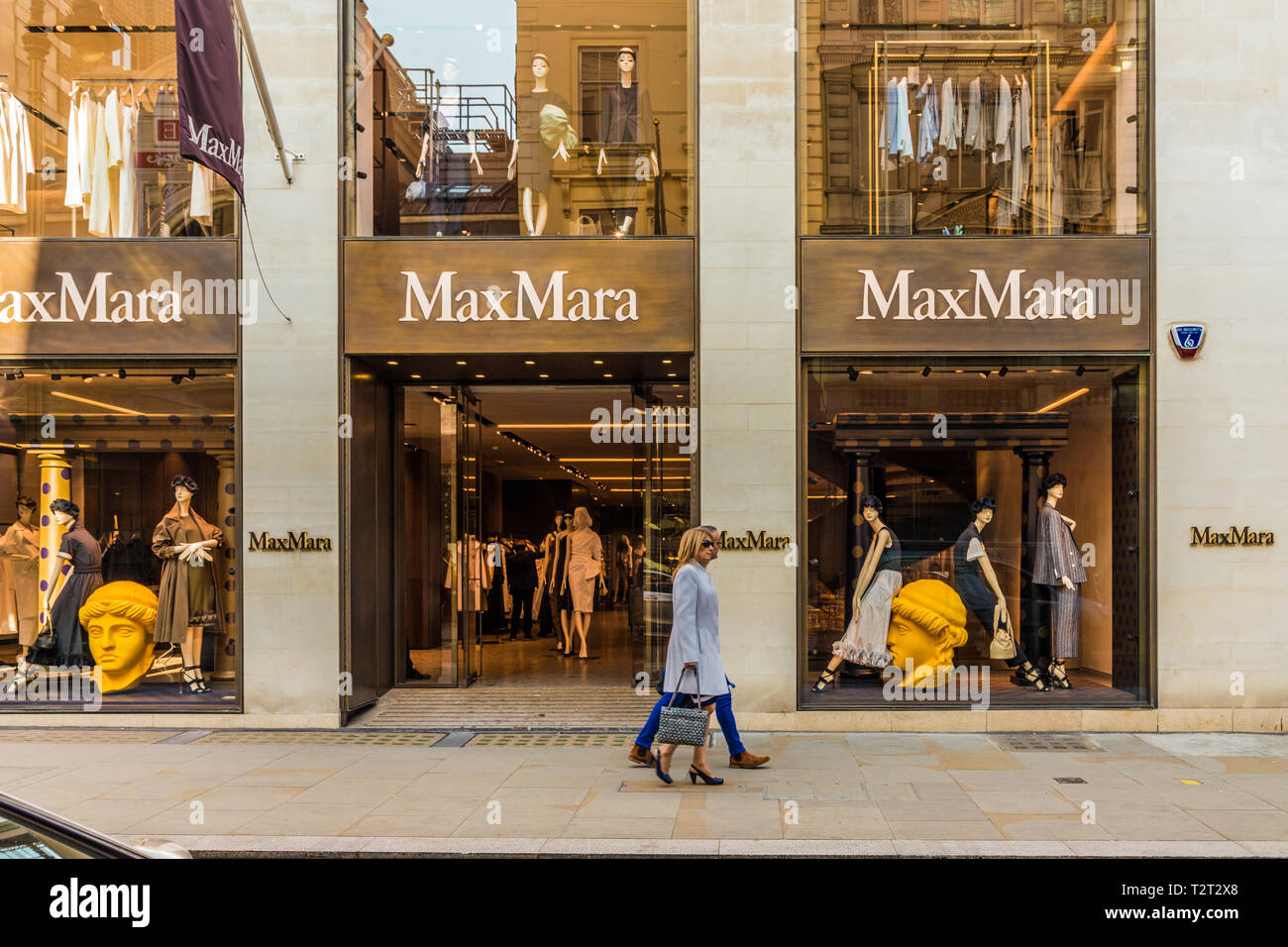 April 2019. London. A view of the MaxMara store on Bond street in london Stock Photo