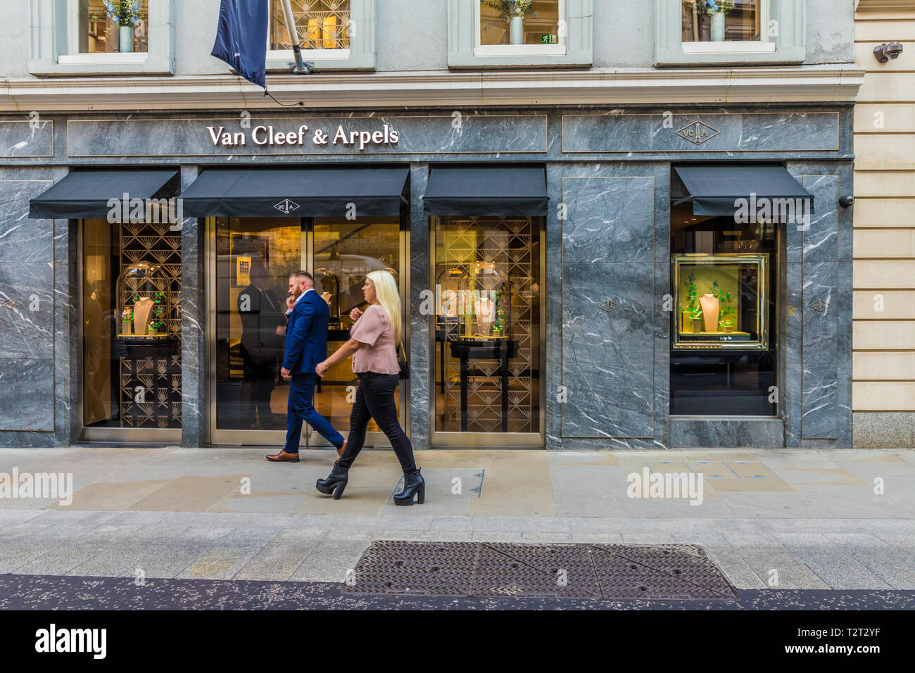 April 2019. London. A view of the Van Cleef and Arpels store on Bond