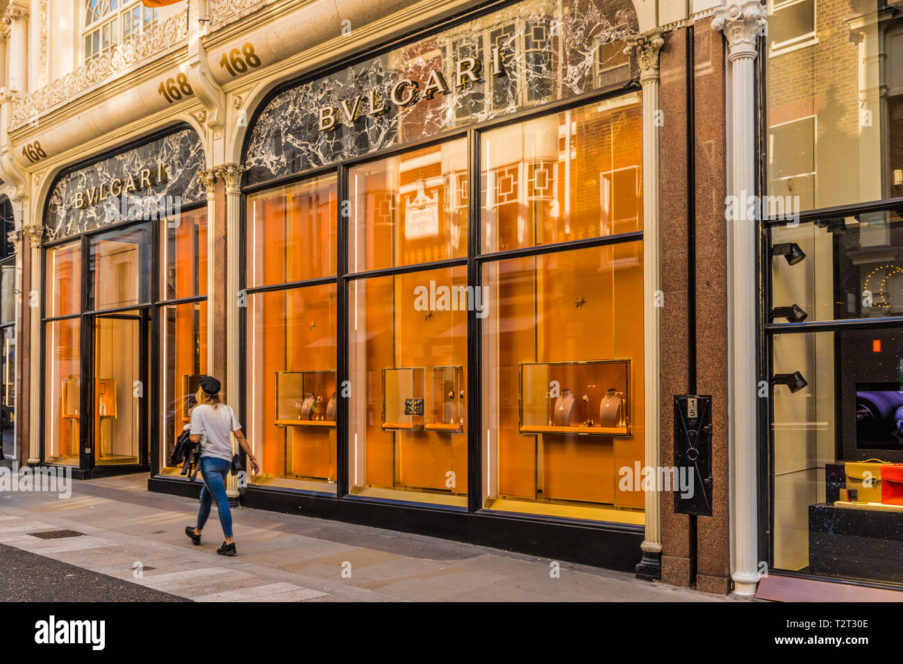April 2019. London. A view of the Bulgari store on Bond street in london Stock Photo