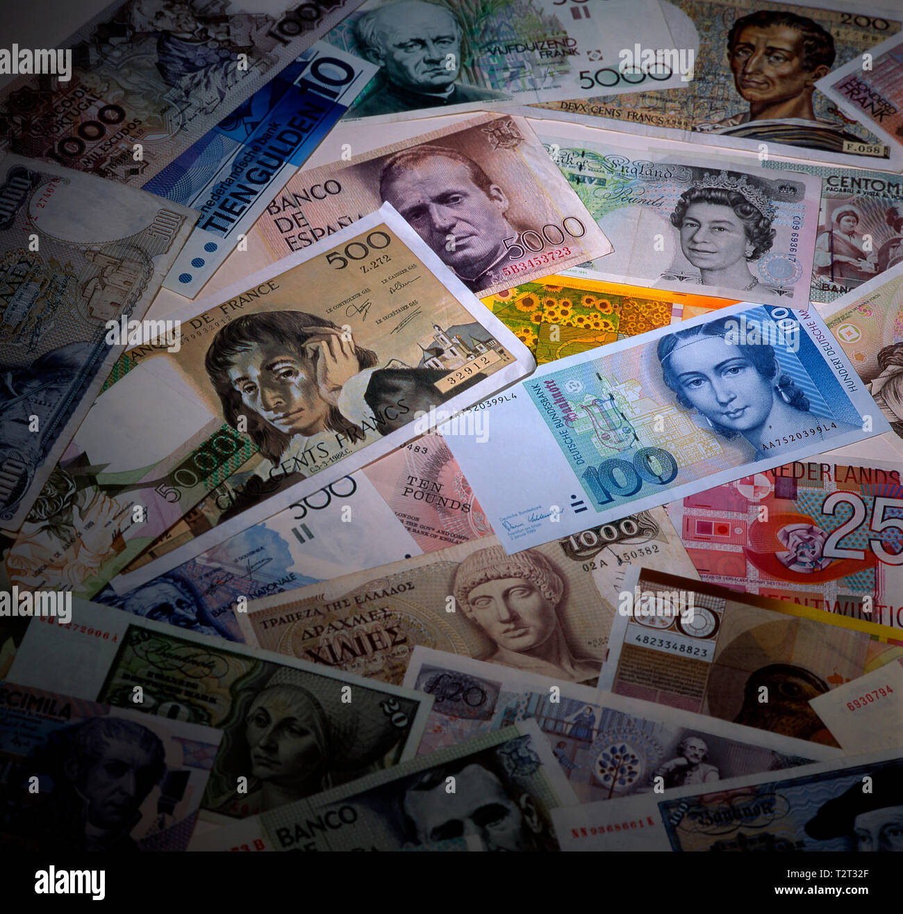 Heap of European banknotes Stock Photo