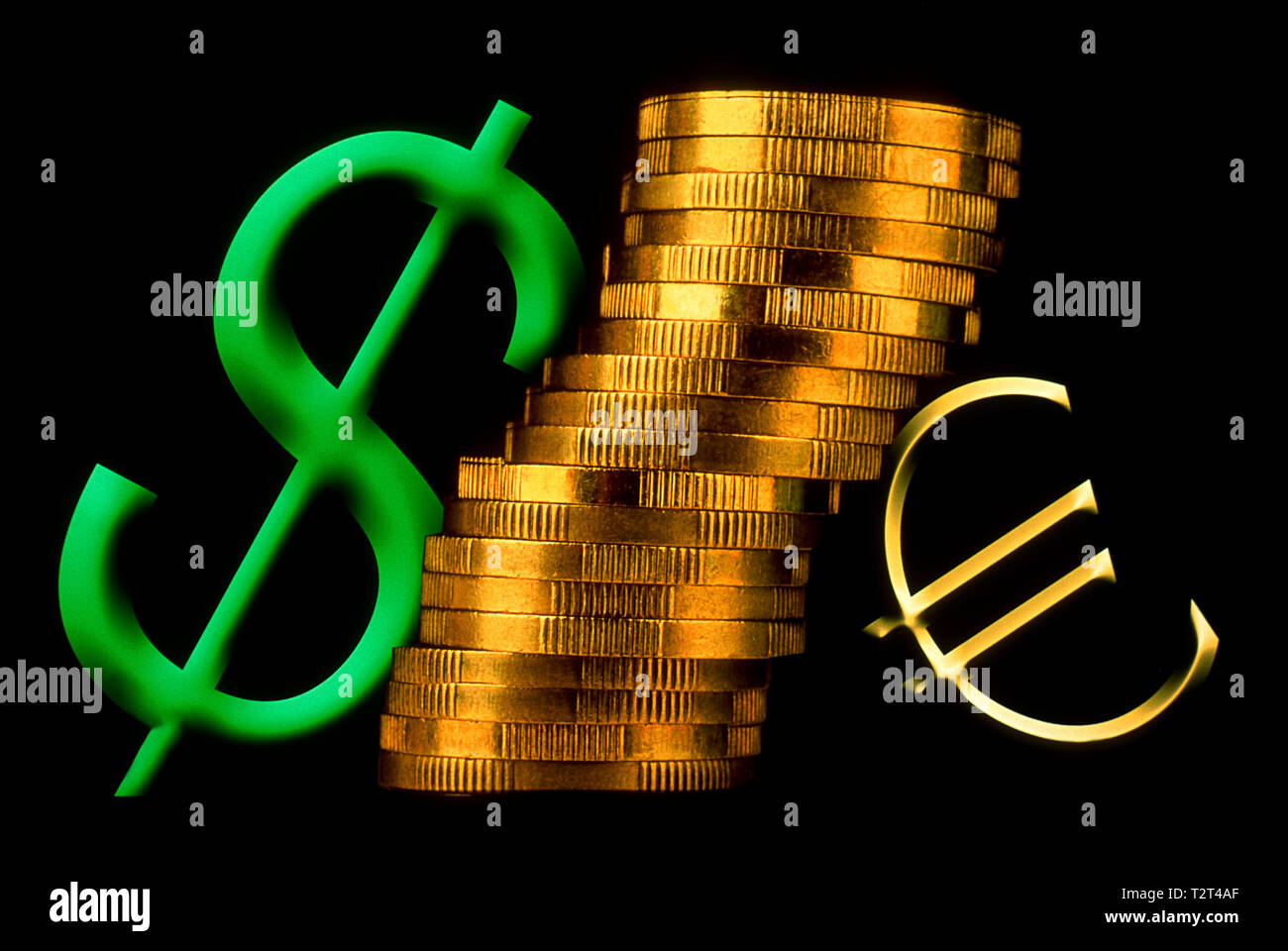 Symbolic Euro sign and Dollar sign Stock Photo Alamy