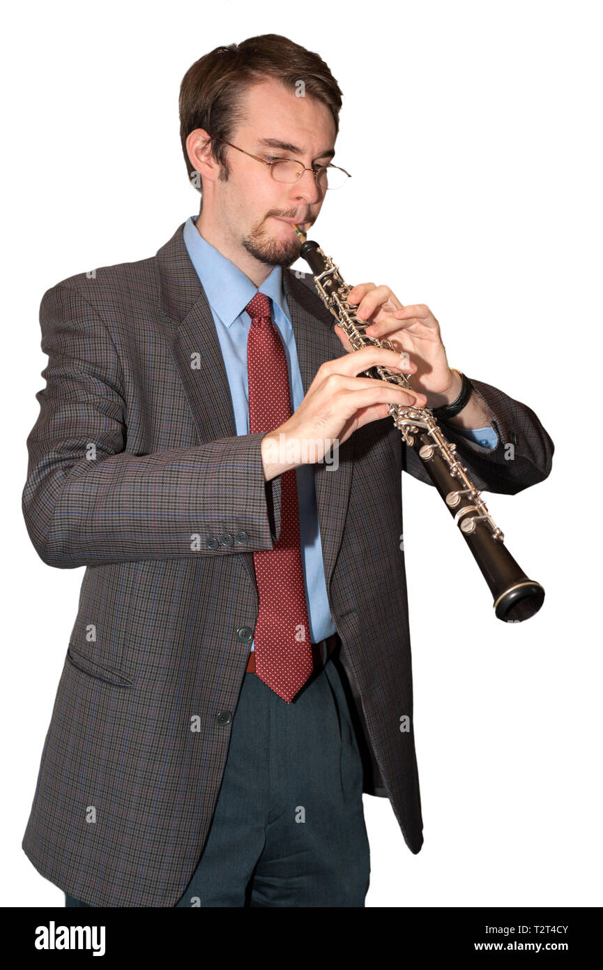 plays the oboe Stock Photo