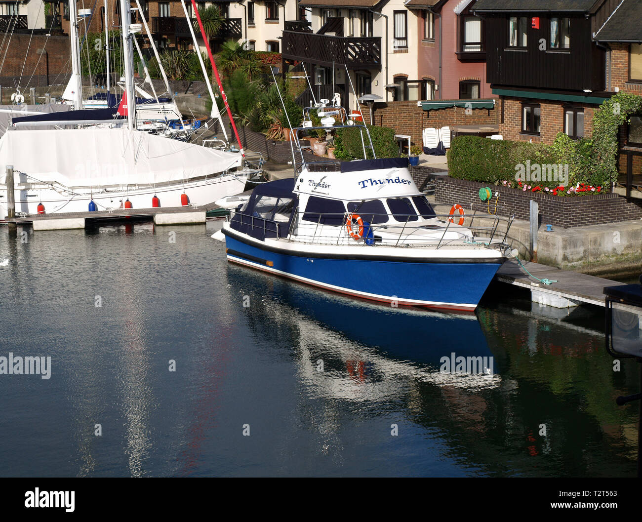 Marina housing at Hythe Marina Village, Southampton, Hampshire, United