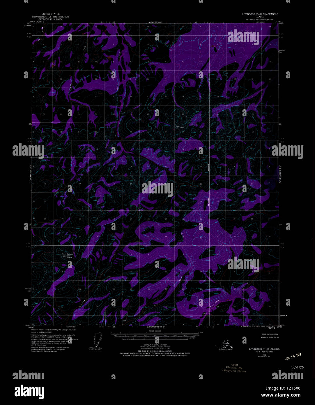 USGS TOPO Map Alaska AK Livengood - Usgs Topo Map Alaska Ak Livengood D 2 357148 1952 63360 Inverted Restoration T2T5X6 