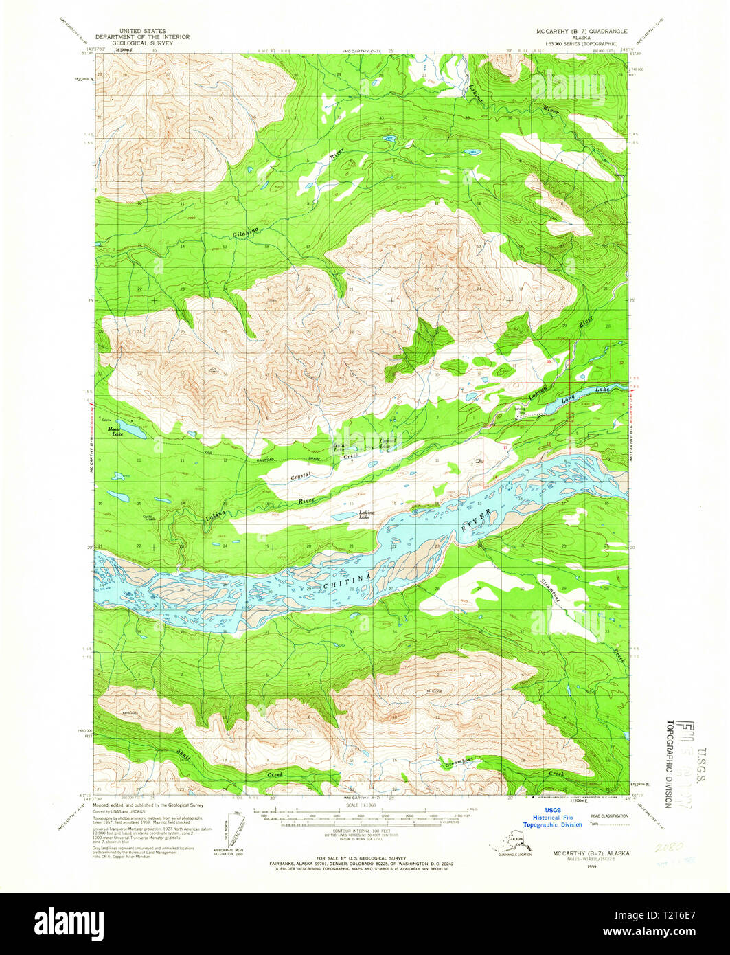 USGS TOPO Map Alaska AK McCarthy - Usgs Topo Map Alaska Ak Mccarthy B 7 357305 1959 63360 Restoration T2T6E7 