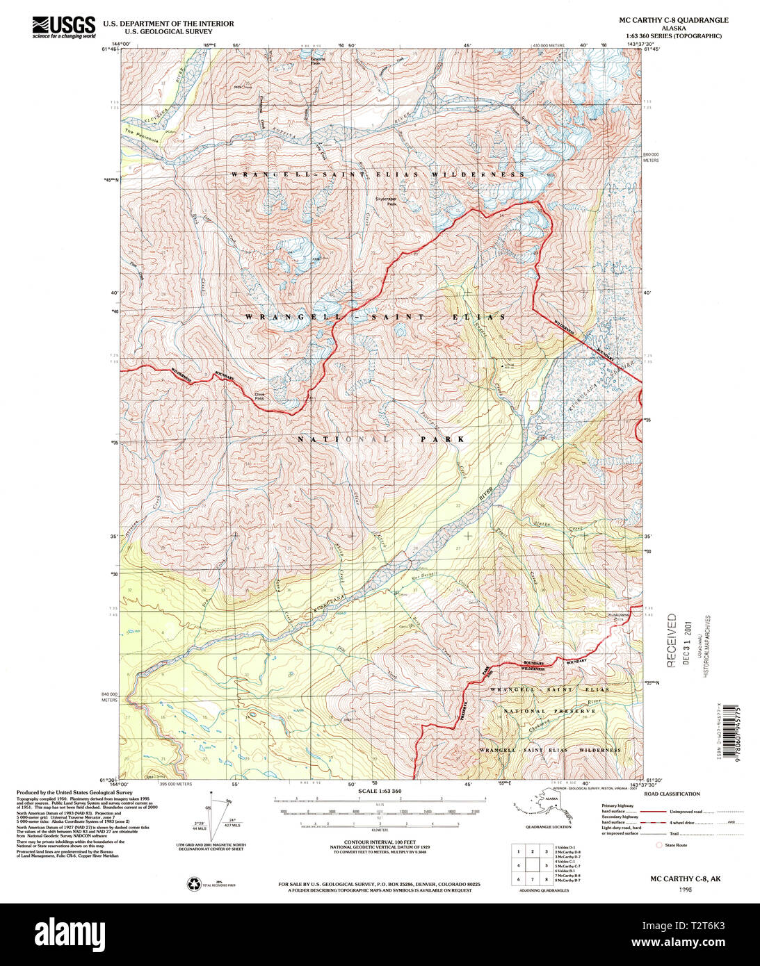 USGS TOPO Map Alaska AK McCarthy - Usgs Topo Map Alaska Ak Mccarthy C 8 357333 1995 63360 Restoration T2T6K3 