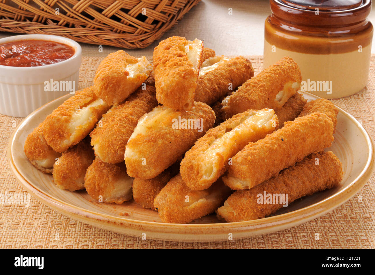 A plate of fried cheese mozzarella cheese sticks Stock Photo Alamy