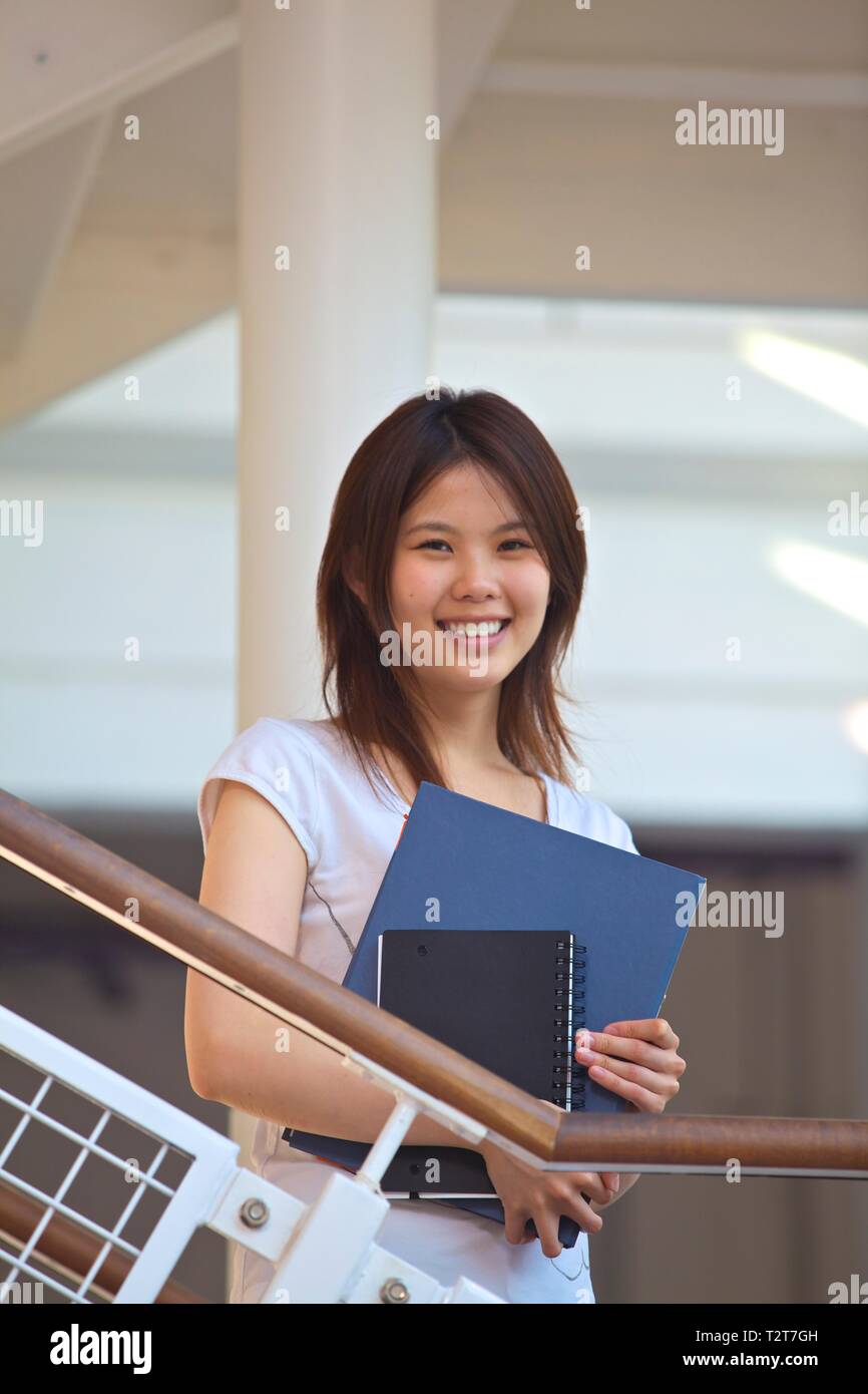 Asian Female Student Studying Stock Photo
