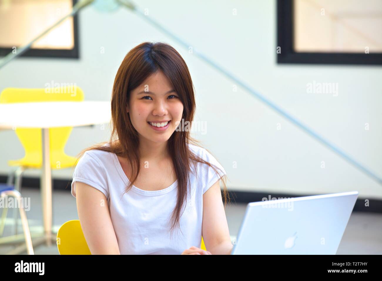 Asian Female Student Studying Stock Photo