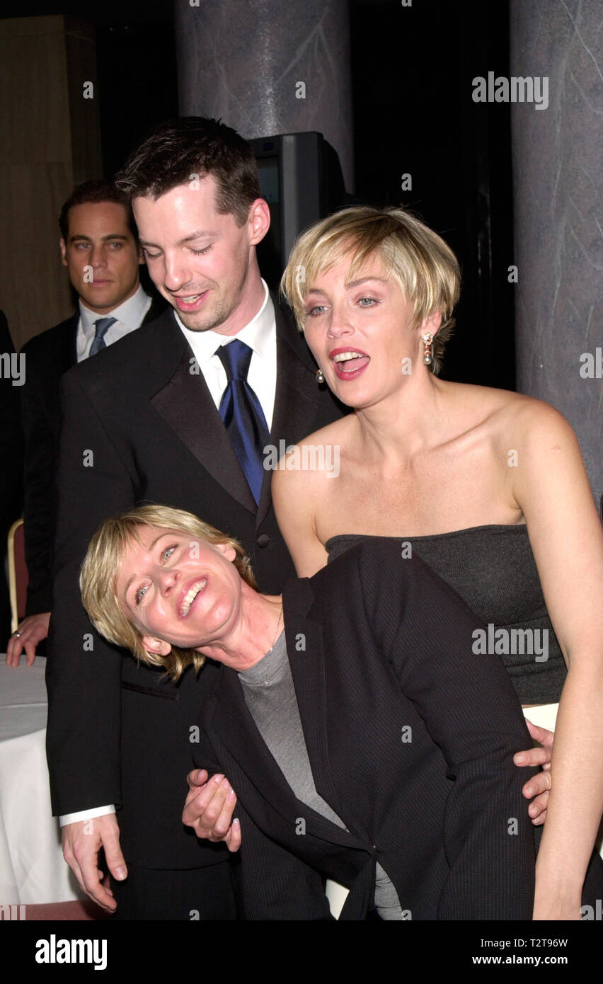 LOS ANGELES, CA. February 19, 2000: ELLEN DEGENERES (left), SHARON STONE &  SEAN HAYES at the Human Rights Campaign Gala, in Los Angeles. © Paul Smith  / Featureflash Stock Photo - Alamy