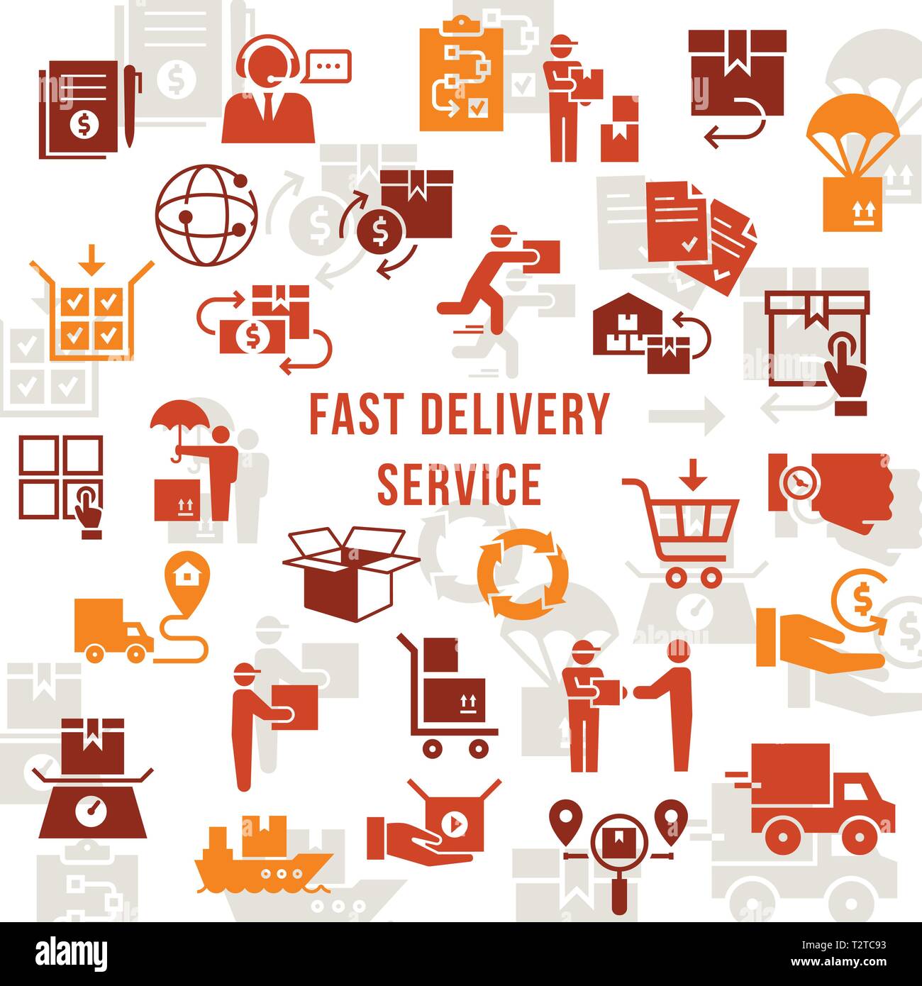 Template fast delivery logistic set in flat style. Vector icons for web ...