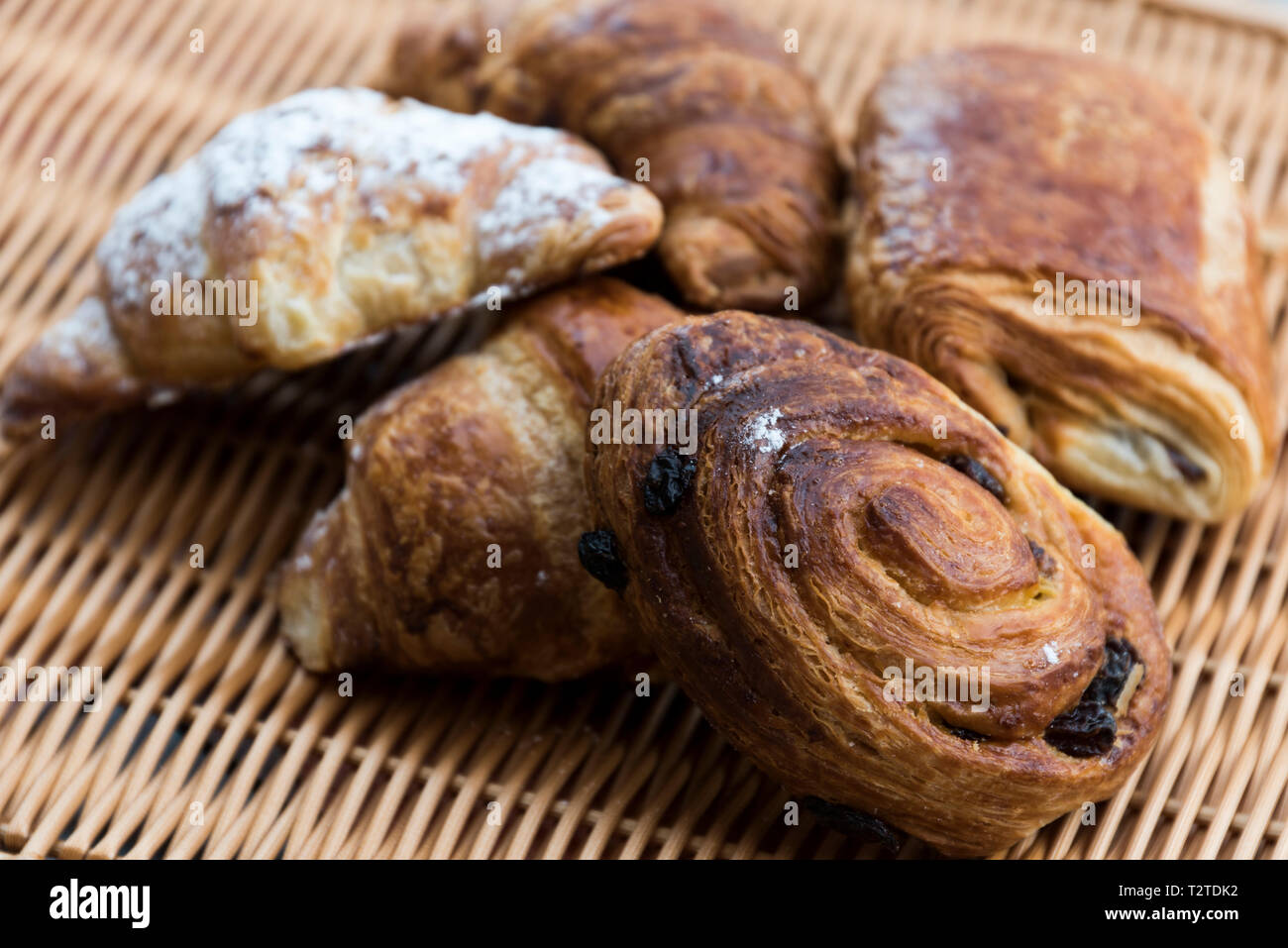 Assortment of Pastries Croissant, Pain au Chocolat Pain Raisin Stock