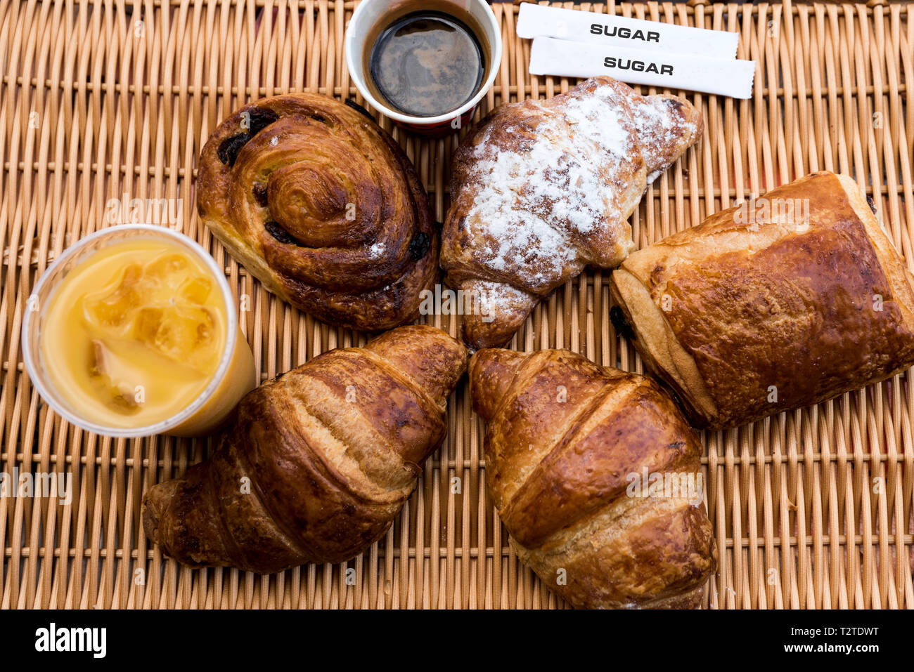 Assortment of Pastries Croissant, Pain au Chocolat Pain Raisin Stock