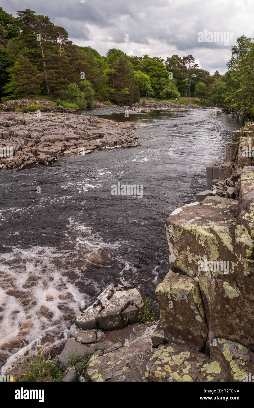 A scenic view of the Low Force waterfalls in Teesdale in north east Durham,England,UK Stock Photo