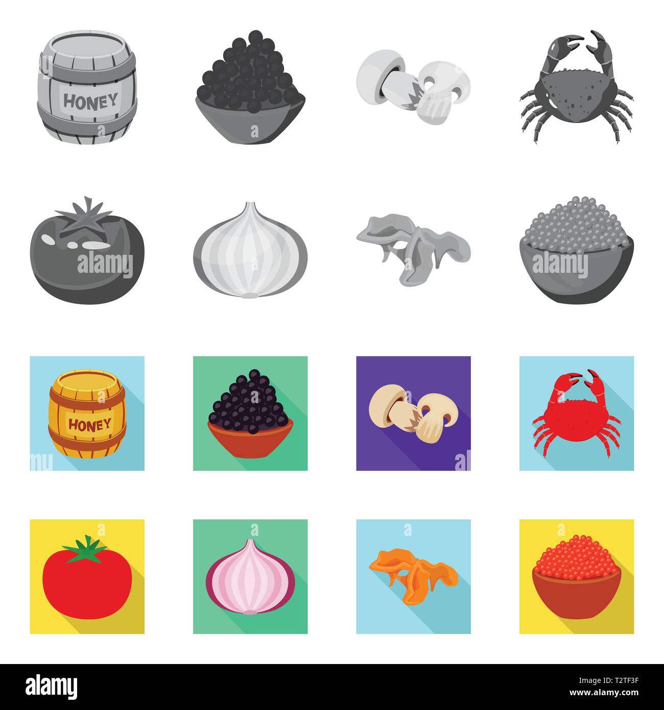 Vector design of taste and product symbol. Set of taste and cooking ...