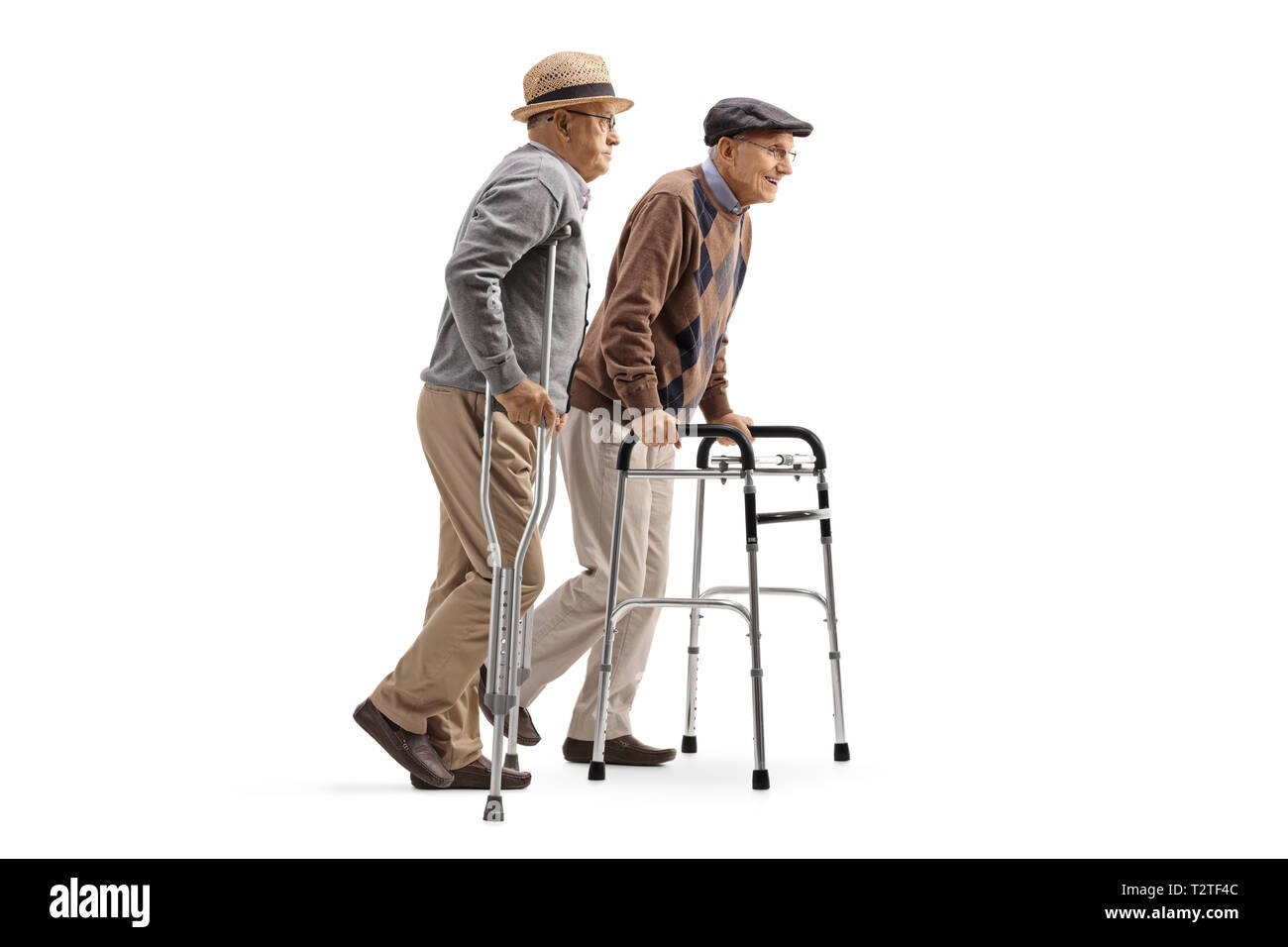 Two old people on crutches Cut Out Stock Images & Pictures Alamy