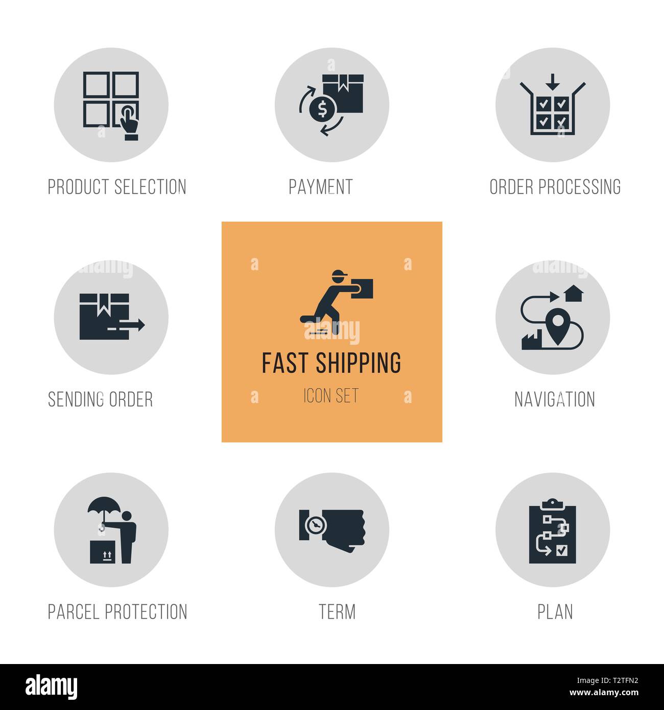 Set fast delivery logistic icons in flat style. Vector icons for web ...