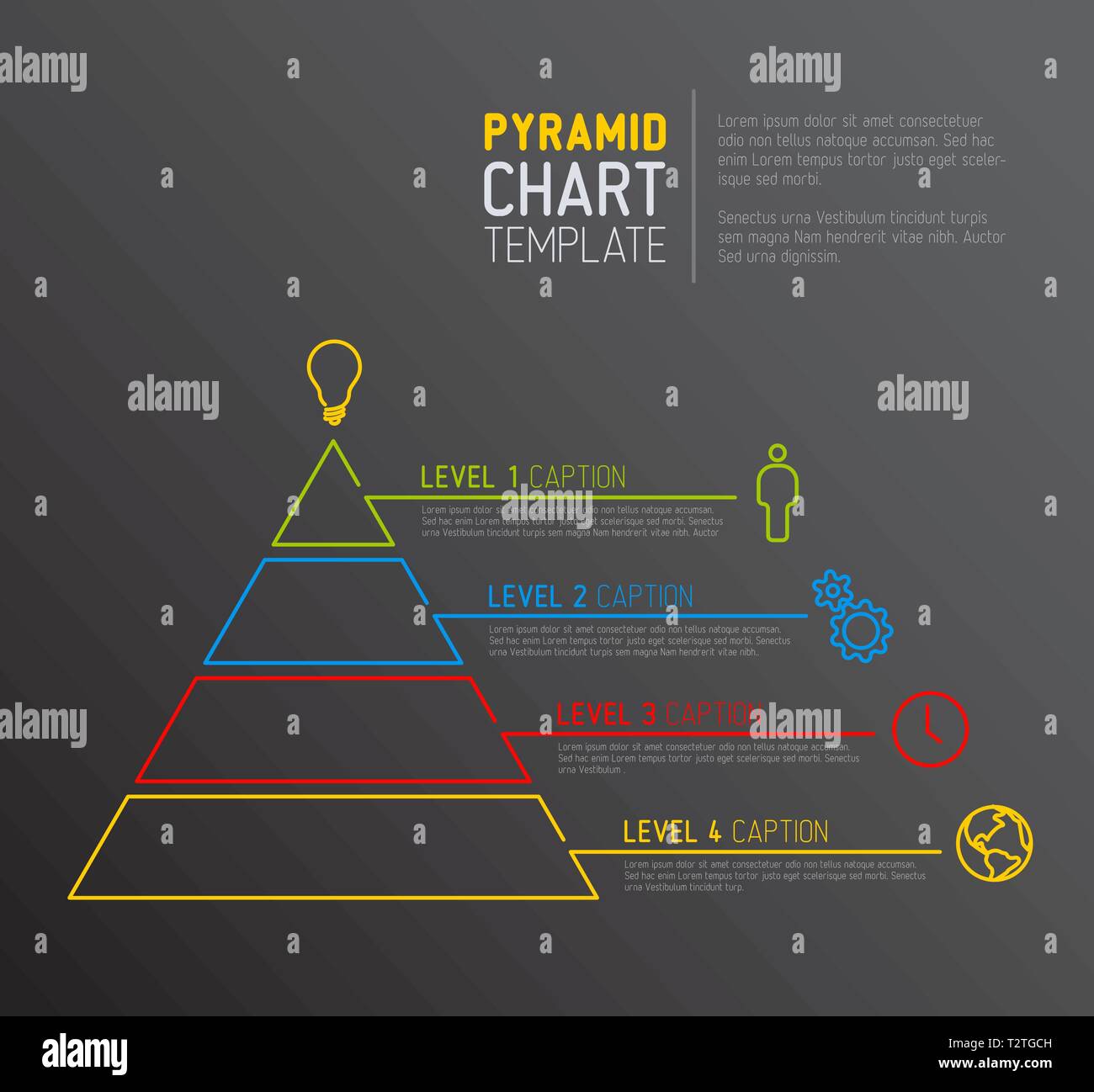 Vector Infographic Pyramid chart diagram template - dark version Stock ...