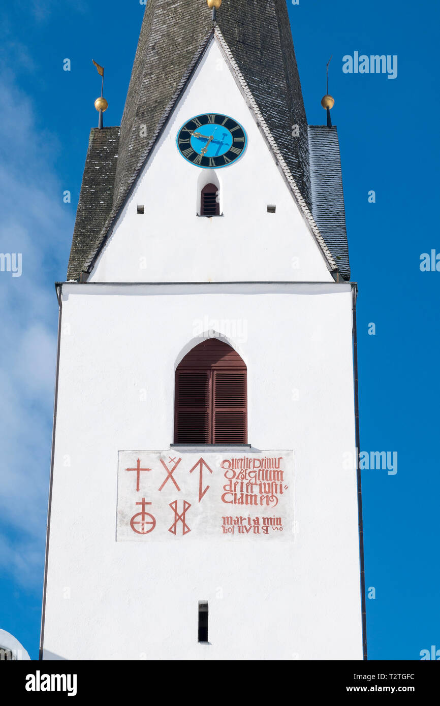 Austria, Biosphere Park Grosses Walsertal, Sonntag Stein, Sonntag Church (888 m) Stock Photo