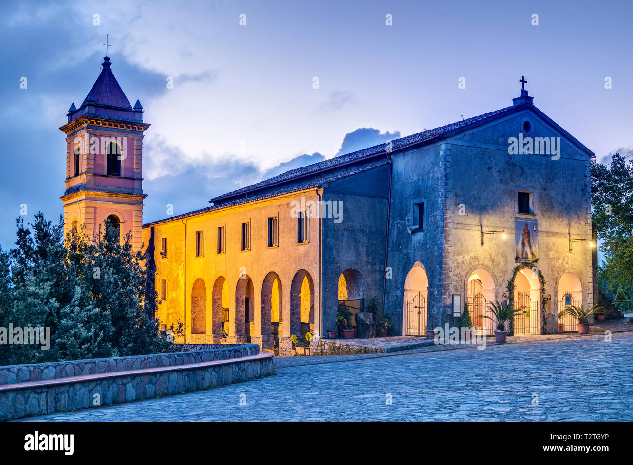 Italy, Campania, Cilento National Park, San Giovanni a Piro, Sanctuary of Pietrasanta Stock Photo