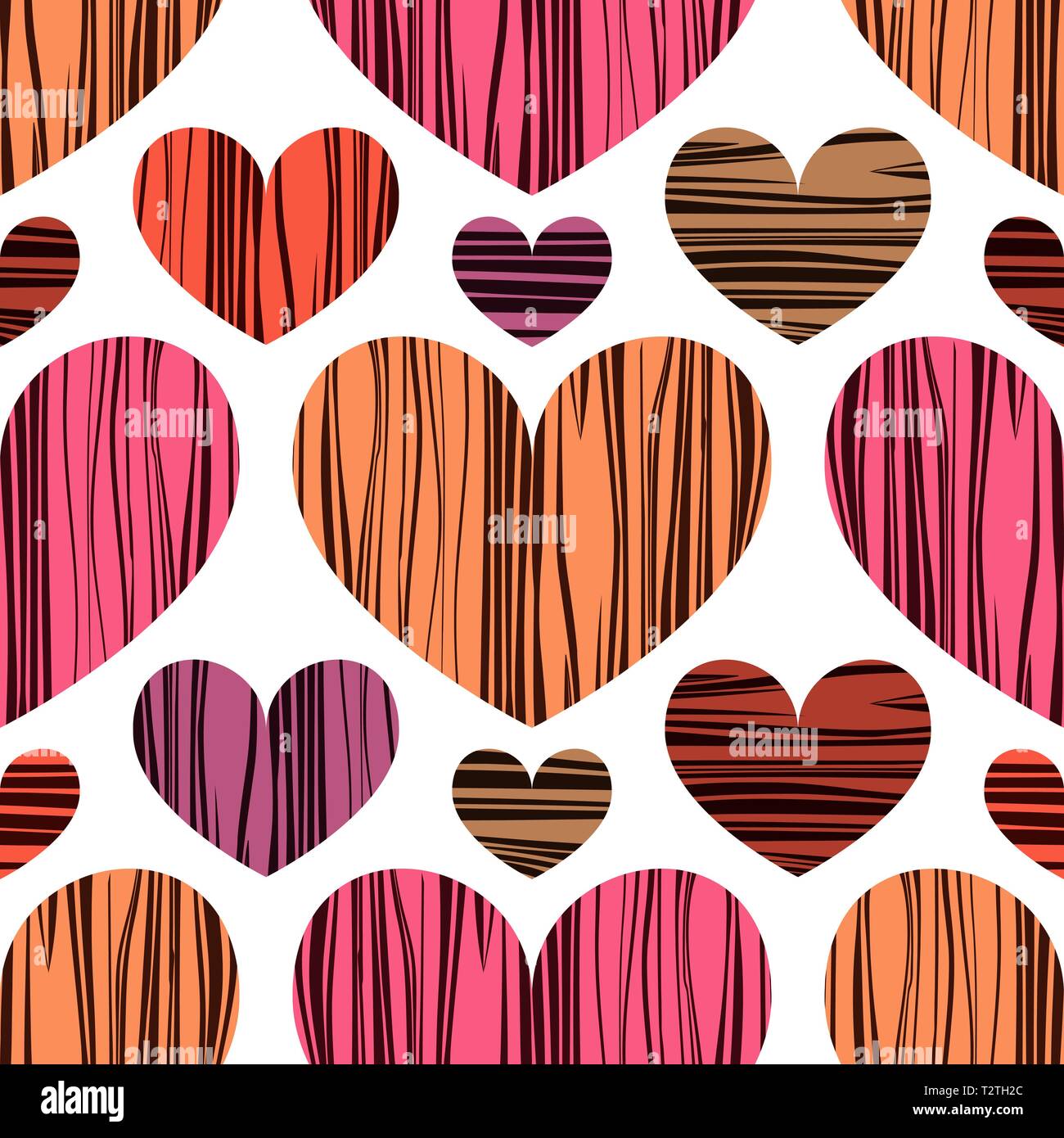 Multicolor hearts. Vector illustration. Seamless pattern background. Tracery for textile Stock Vector