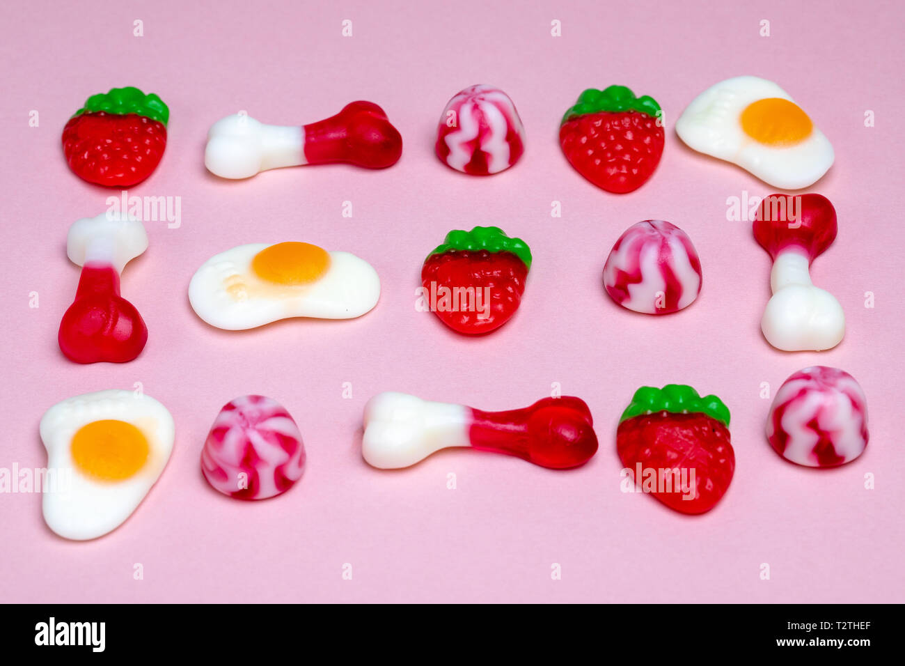 Jelly Sweets on Pink Background Stock Photo