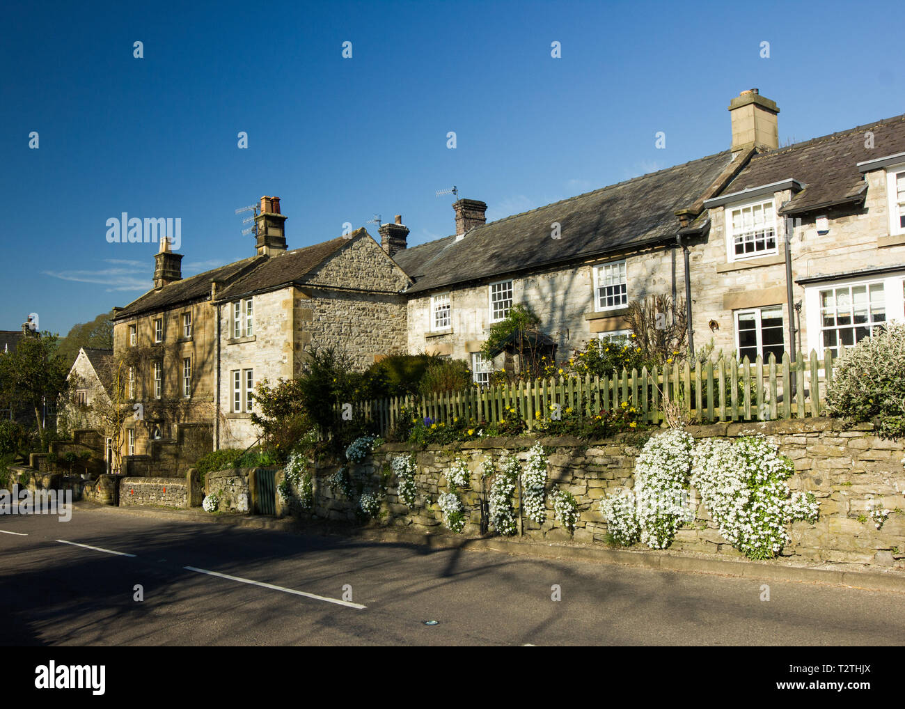 Row Of Beautiful Old Cottages From Ashford In The Water