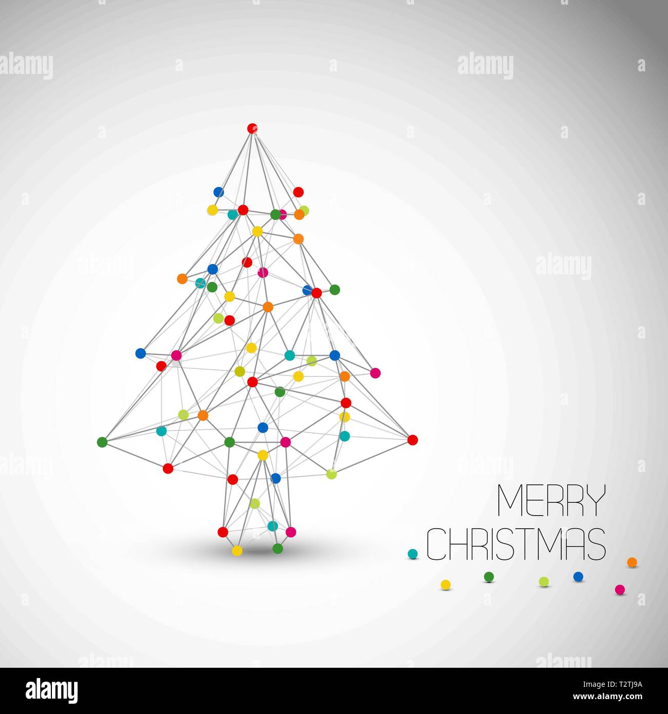 Vector card with abstract christmas tree made from lines and colorful ...