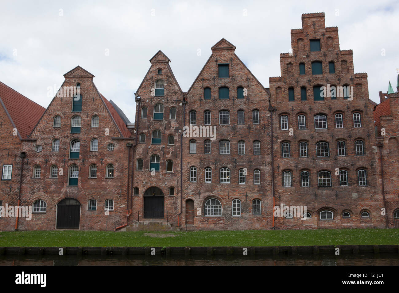 A row or crow-stepped gable building in Lubeck Germany Stock Photo