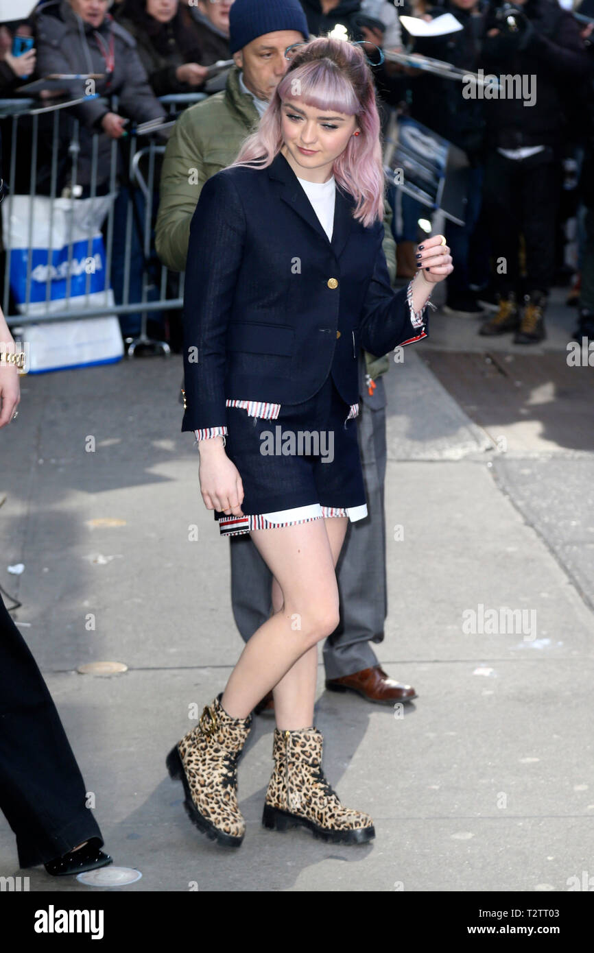 Maisie Williams visits the 'Good Morning America' TV Show at Times Square Studios on April 2, 2019 in New York City. Stock Photo