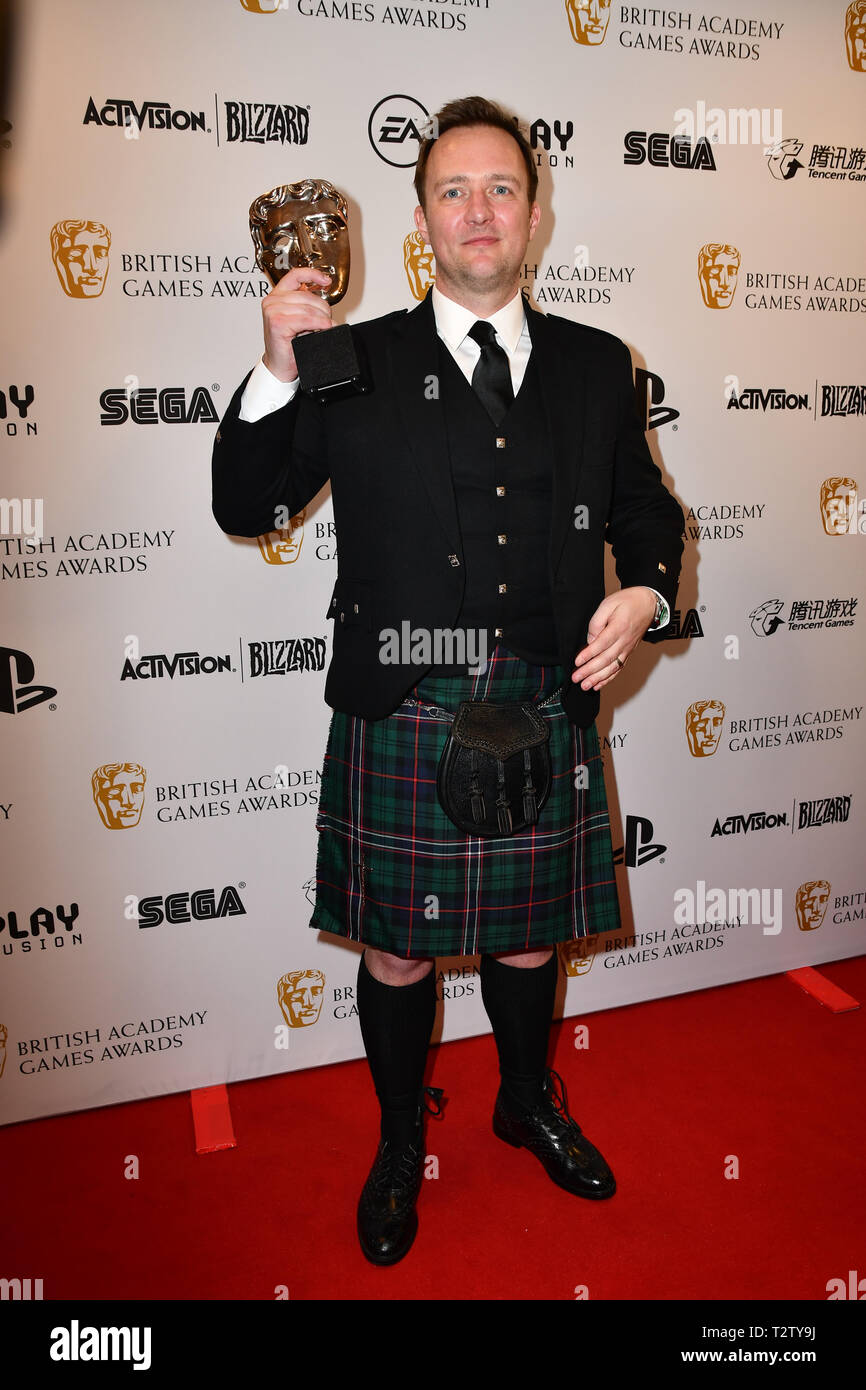 London, UK. 4th Apr 2019. Winner: Forza Holizon by Ralph Fulton at the British Academy (BAFTA) Games Awards at Queen Elizabeth Hall, Southbank Centre  on 4 March 2019, London, UK. Credit: Picture Capital/Alamy Live News Stock Photo