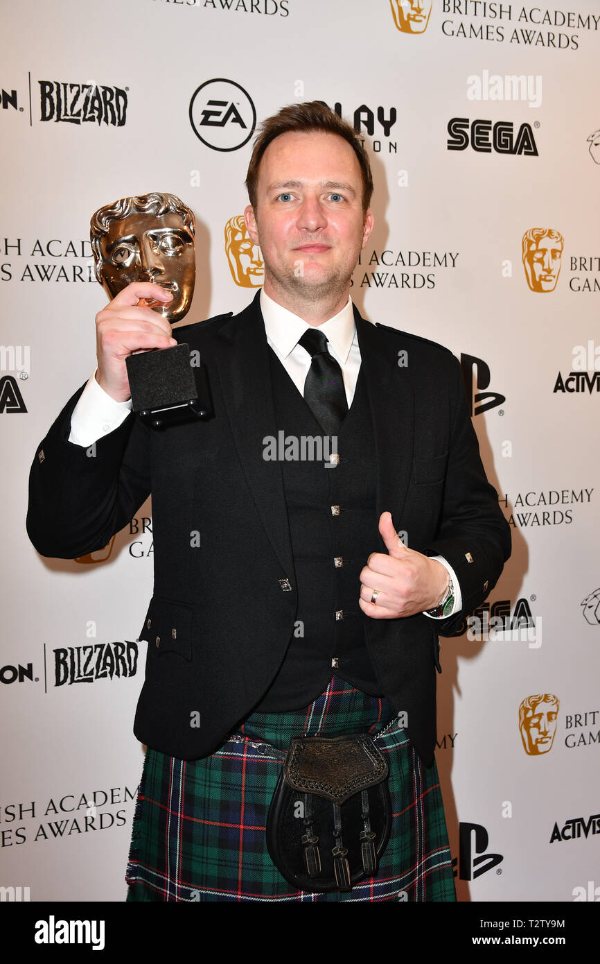 London, UK. 4th Apr 2019. Winner: Forza Holizon by Ralph Fulton at the British Academy (BAFTA) Games Awards at Queen Elizabeth Hall, Southbank Centre  on 4 March 2019, London, UK. Credit: Picture Capital/Alamy Live News Stock Photo