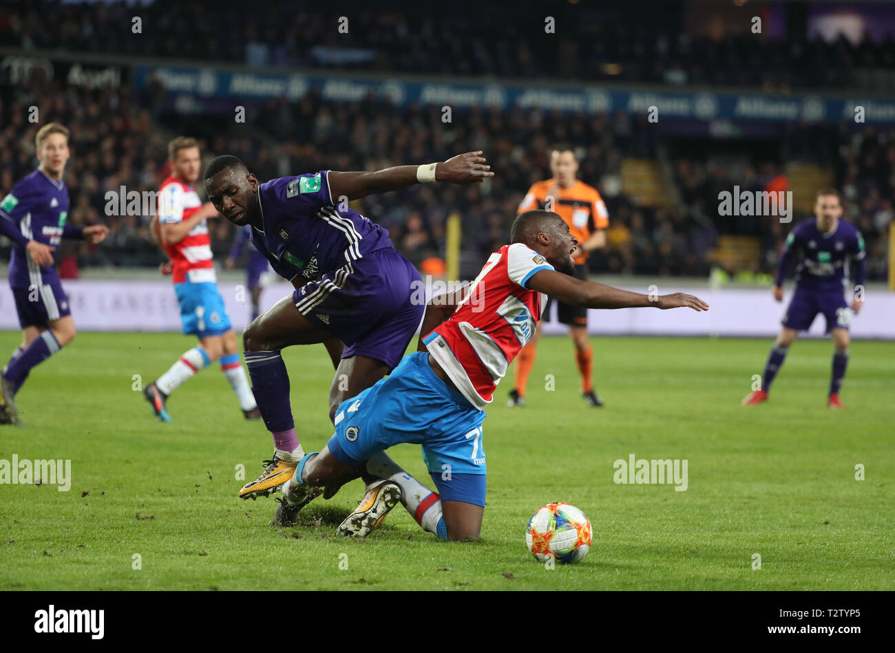 Anderlecht's Yannick Yala Bolasie looks dejected during a soccer match  between RSC Anderlecht and Club Brugge KV, Sunday 24 February 2019 in  Brussels, on the 27th day of the 'Jupiler Pro League