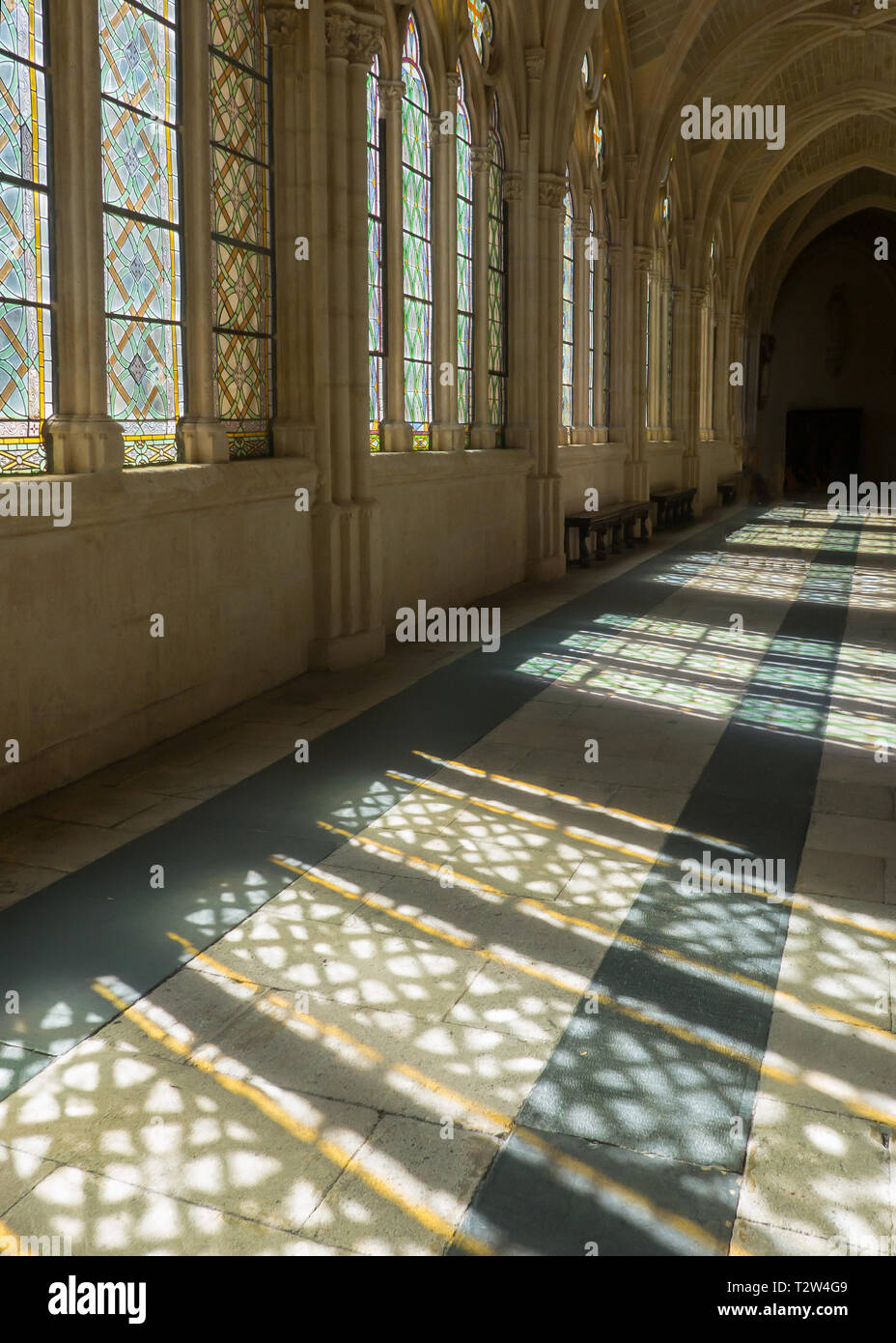 Shadows on the ground of the cloister of the cathedral in Burgos, Spain Stock Photo