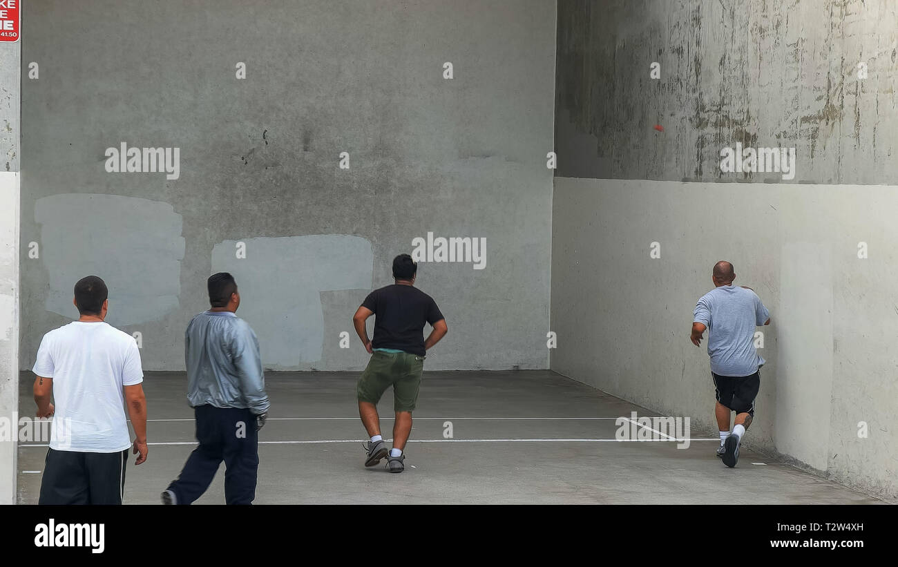 LOS ANGELES, CALIFORNIA, USA AUGUST 25, 2015 athletes play three