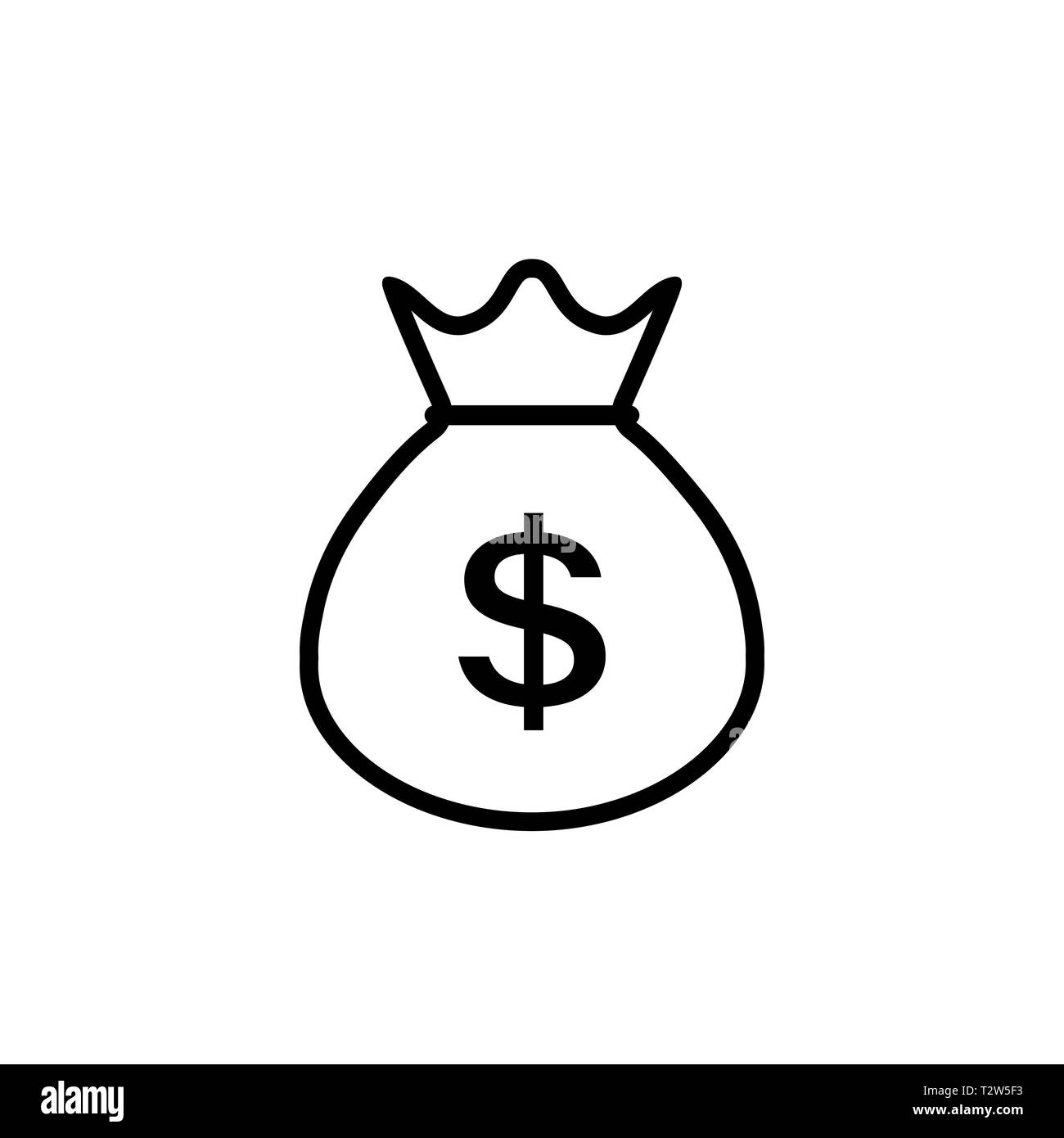 Money bag line icon in flat style. Dollar USD currency symbol isolated on  white background. Simple abstract icon in black. Modern flat vector  illustra Stock Vector Image & Art - Alamy