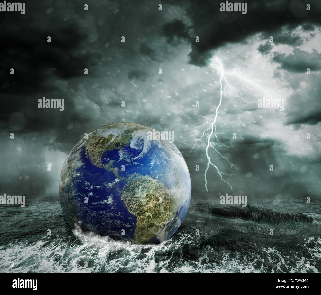 Global warming and apocalypse concept 3D illustration.  Elements of this image furnished by NASA. Stock Photo