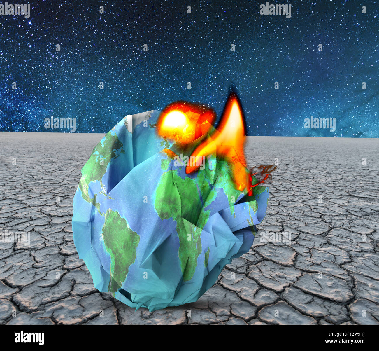 Global warming concept 3D illustration.  Elements of this image furnished by NASA. Stock Photo