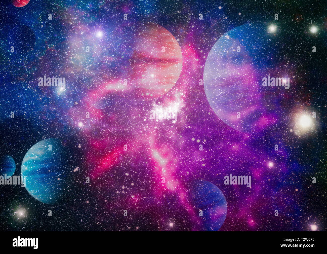 Fiery explosion in space. Abstract illustration of universe. Elements